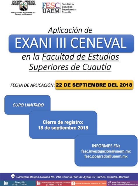 Aplicación de EXANI III CENEVAL Universidad Autónoma del Estado de