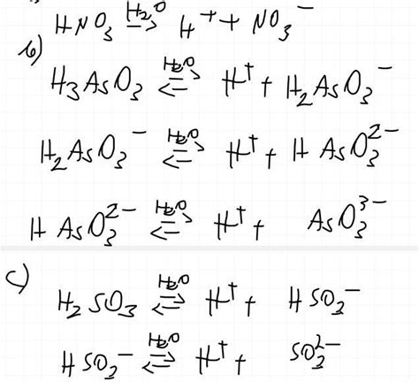 Napisz równania dysocjacji kwasów a HNO3 b H3AsO3 c H2SO3 Brainly pl