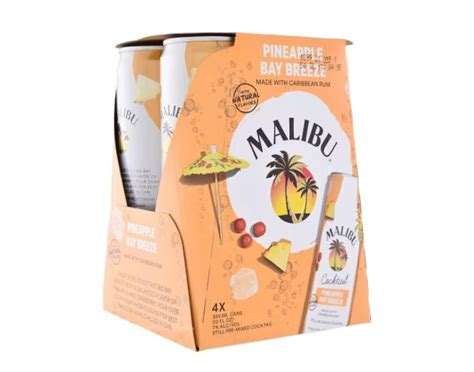 Malibu Pineapple Bay Breeze Cocktail X Ml Cans Liquor