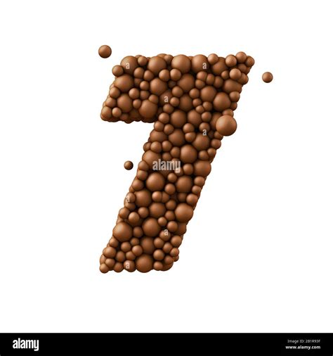 Number 7 made of chocolate bubbles, milk chocolate concept, 3d ...