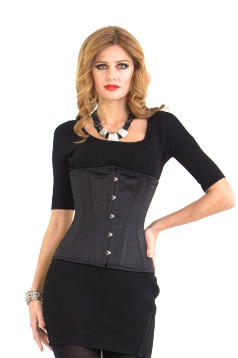 Kelly Black Satin Underbust Steel Boned Corset Glamorous Corset