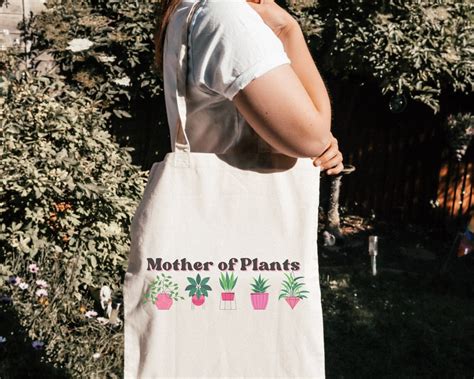 Mother Of Plants Canvas Tote Bag Book Bag Plant Lady Mom Gift