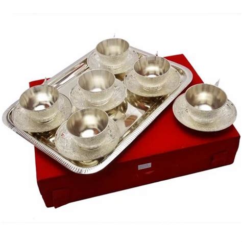 Brass Silver Plate Tea Cup Set Of 6 Pcs At Rs 2450piece In Jaipur Id