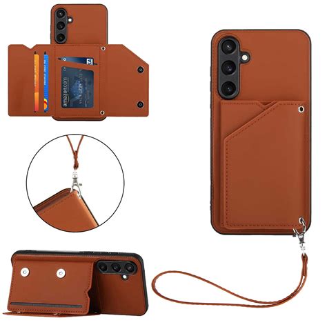 Elehold For Samsung Galaxy S24 Ultra Pu Leather Wallet Case With Card Holders Wrist Lanyard