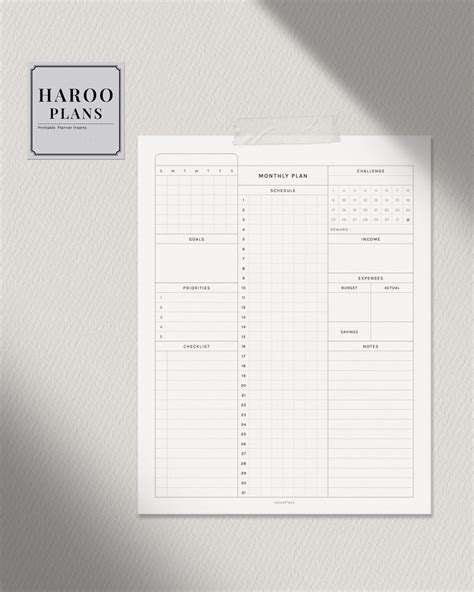 Monthly Planner A4 Us Letter Printable Inserts Monthly Etsy