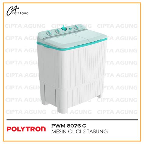 Jual POLYTRON MESIN CUCI 2 TABUNG 8 KG TWIN TUB PWM 8076 G BDG