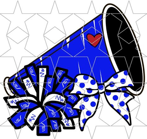 Blue Cheer Megaphone Png Cheerleading Design Png Pom Pom Png Hair Bow Png Cheerleader Png