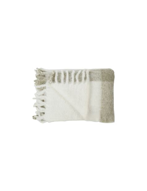 Plaid Jet De Lit Canap Blanc Et Beige Dragone Art Deco