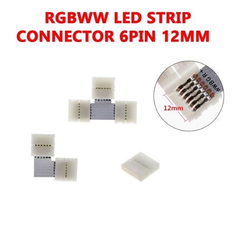 6 Pin 12mm Led Strip Connector For Rgbww Led Strip Free Welding Middle