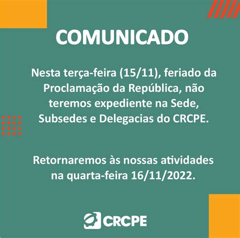 COMUNICADO Feriado 15 de novembro Proclamação da República