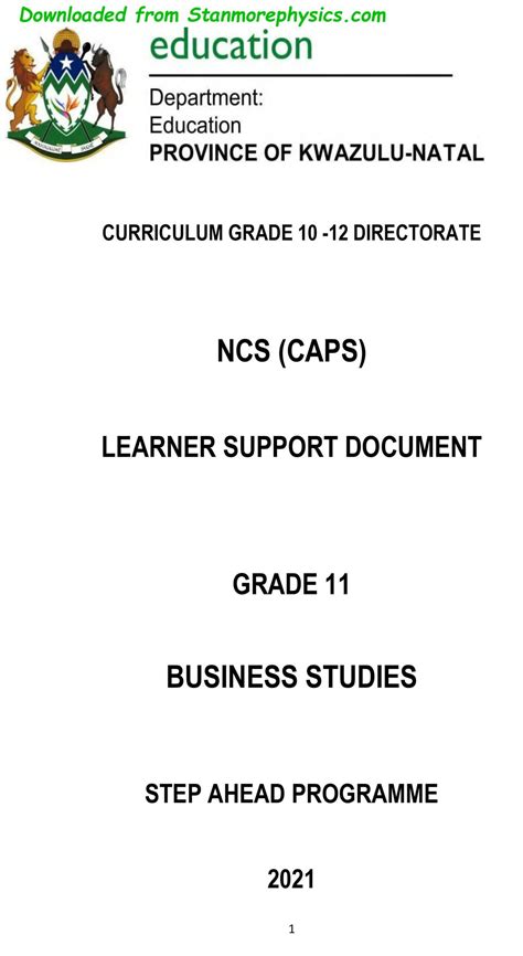 Business Studies Exam Papers And Study Notes For Grade 11