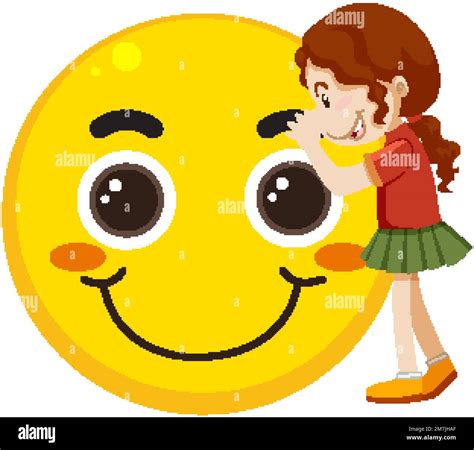 A girl hugging big smile emoji illustration Stock Vector Image & Art ...