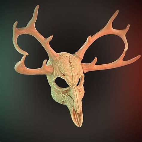 4 Horns Deer Skull Wendigo Mask Cosplay 3d Stl Files Printing 3d Model