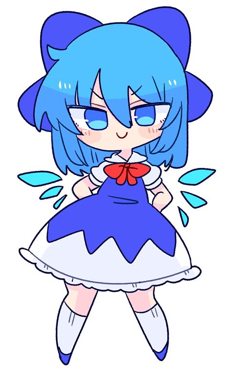 Safebooru 1girl Blue Bow Blue Dress Blue Eyes Blue Footwear Blue Hair Bow Cirno Collared Shirt