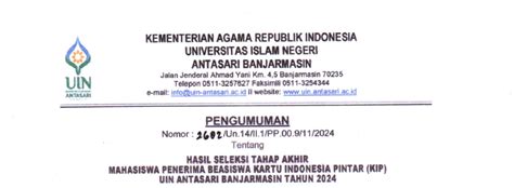 Pengumuman Hasil Seleksi Tahap Akhir Mahasiswa Penerima Beasiswa Kartu