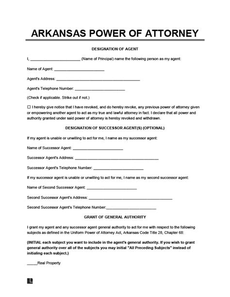 Printable Power Of Attorney Form Arkansas Fillable Form 2024