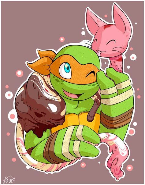 Mikey And Ice Cream Kitty Teenage Mutant Ninja Turtles Artwork Ninja