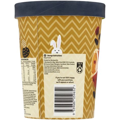 Woolworths Hot Cross Bun Flavoured Ice Cream L Woolworths