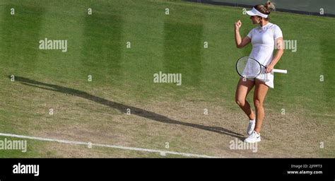 London Britain Th July Simona Halep Of Romania Celebrates