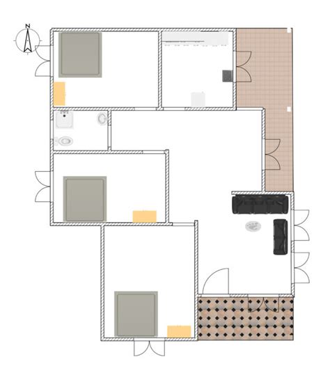 Three bed room single story 3D house plan downloaf with dwg cad file