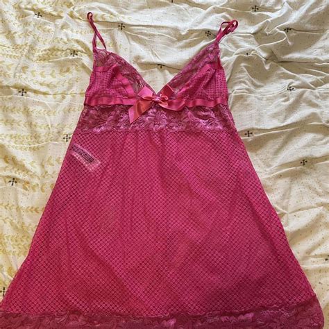 Y K Hot Pink Lingerie Cami Lace And Bow Detail Depop