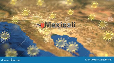 Mexicali City and Sunny Weather Icon on the Map, Weather Forecast Related 3D Rendering Stock ...