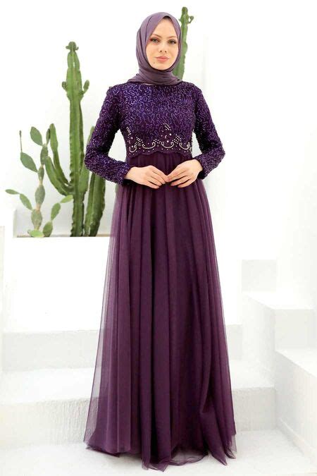 Plus Size Purple Hijab Engagement Dress Mor Neva Style