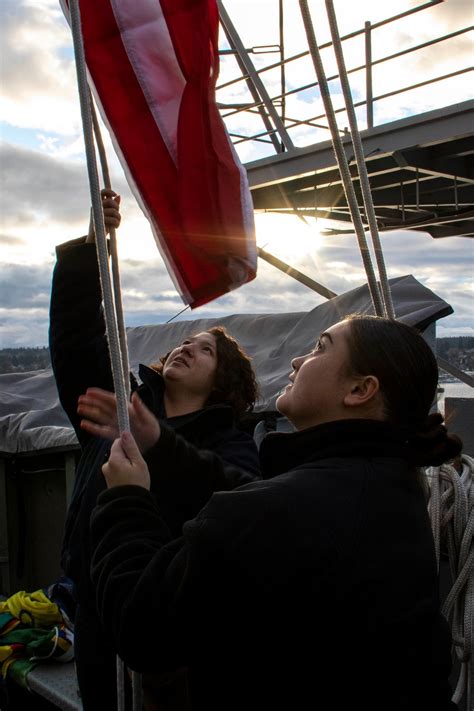 DVIDS Images U S Navy Sailors Raise The Ensign Image 1 Of 11