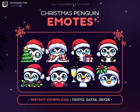 Christmas Twitch Emotes Holiday Penguin Emotes Opening Present