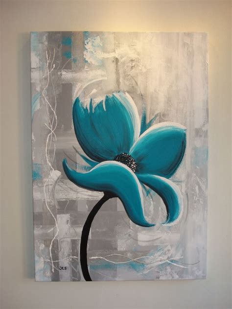 Vibrant Turquoise Flower Painting by Jessica Immen