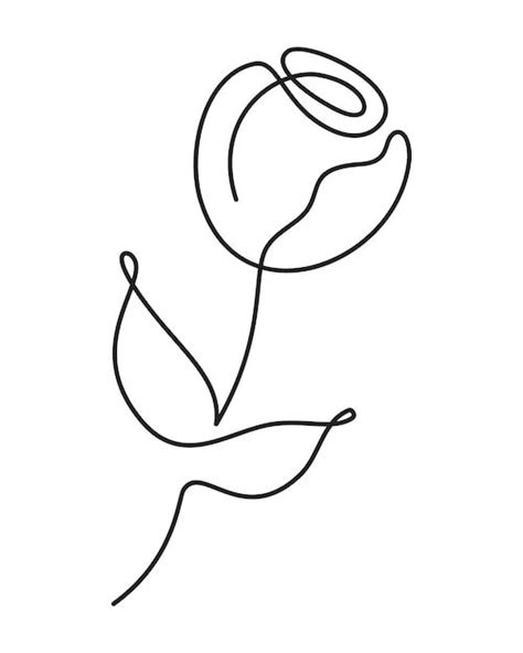 Flower Tulip Vector One Line Art Logo Disegno Di Contorno Minimalista