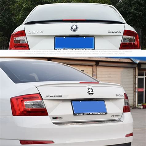 For Octavia Spoiler Abs Material Car Rear Wing Primer Color Rear Spoiler For Volkswagen Skoda