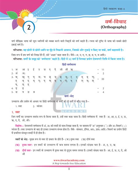 Class Hindi Grammar Chapter Varn Vichar For Cbse Exams