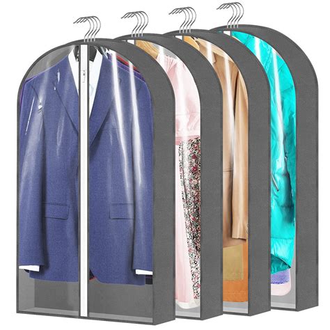 Abaima 4 Pcs 40 Garment Bags For Hanging Clothes Clear Suit Bags With