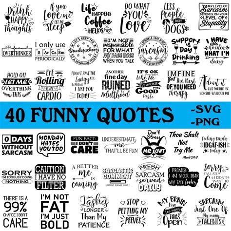 Sarcastic Quotes Funny Text Designs Bundles Png Svg File Vector