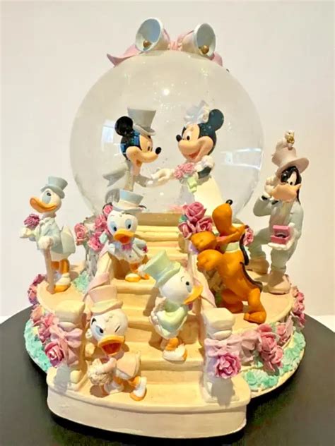 Disney Mickey And Minnie Mouse Wedding March Musical Snow Globe