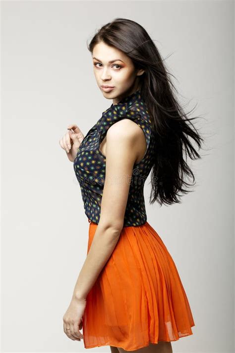 Portrait Of Beautiful Sensual Brunette Woman Stock Photo Image Of Hairstyle Long