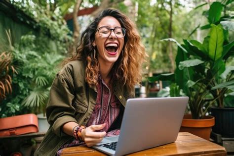 Mujer Que Trabaja Con Su Computadora Al Aire Libre Foto Premium