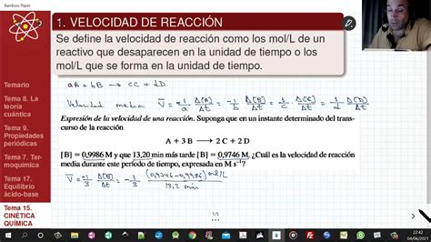 1 CINÉTICA QUÍMICA VELOCIDAD DE REACCIÓN YouTube