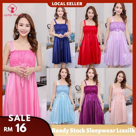 Pyjamas Silk Nightdress Sleepwear Sexy Lingerie Sexy Nightwear Baju Tidur Seksi Baju Tido Seksi