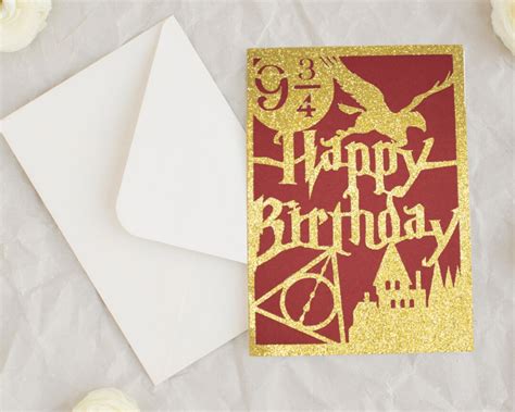 Harry Potter Birthday Card Handmade Unique Birthday Cut Out Card Etsy