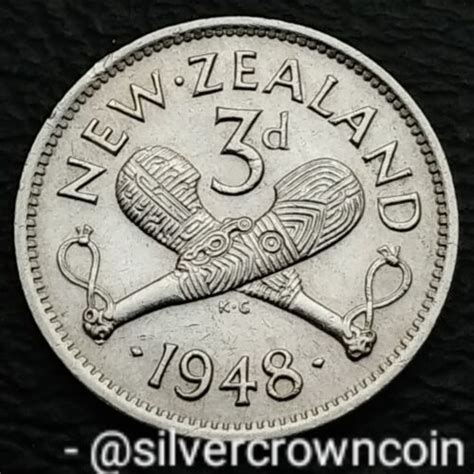 New Zealand 3 Pence 1948 KM 15 Three Cents Coin King George The