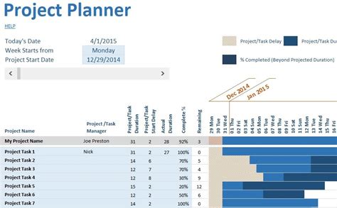 Simple Project Management Template Excel Free - Excel TMP