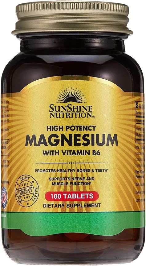 SUNSHINE NUTRITION High Potency Magnesium With Vit B6 100 Tablets Buy