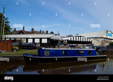 Traditional Scene With A Blue Barge On The Bridgewater Canal In Worsley