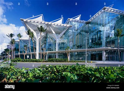 Hawaii Oahu Convention Center Exterior View Of Front From Across