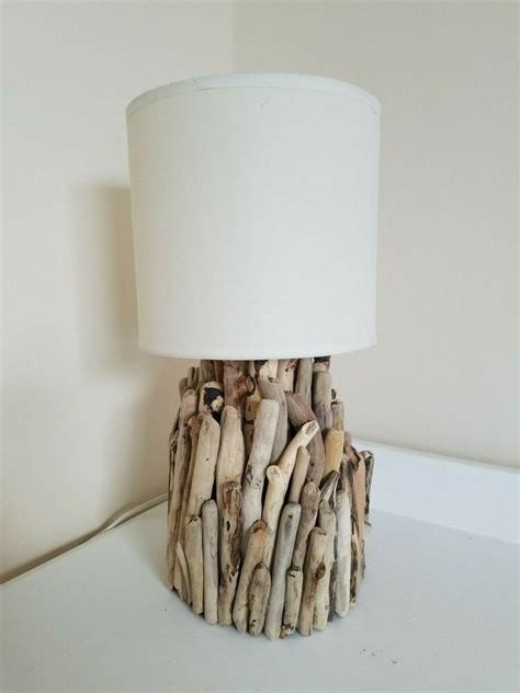 Driftwood Seaside Beach Bedside Table Lamp Handmade In Cornwall