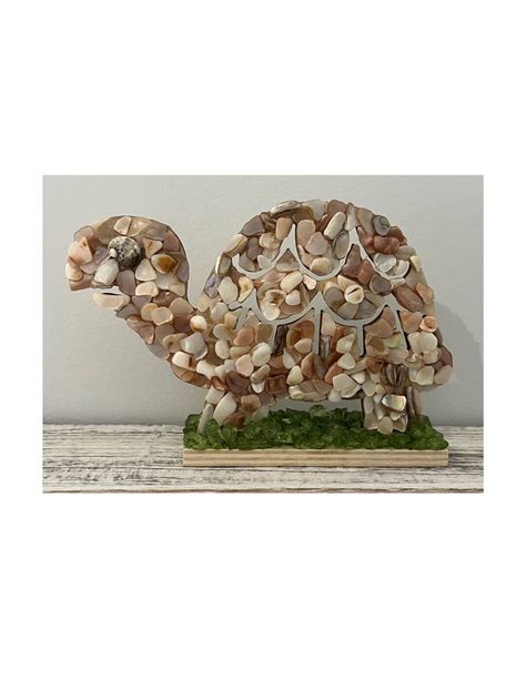 SEASHELL TURTLE, Sea Turtle Shell Art on Stand, Shell Art Coastal Decor ...