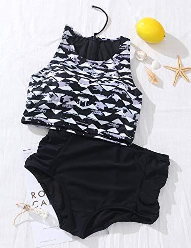 Amazon Women Athletic Two Piece Swimsuits Sports High Waisted Bathing Suit Crop Tops Bikini