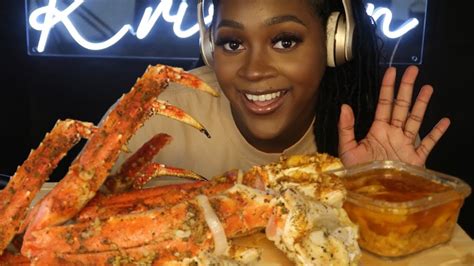 Asmr Mukbang No Talking Giant King Crab Seafood Boil Eating Sounds